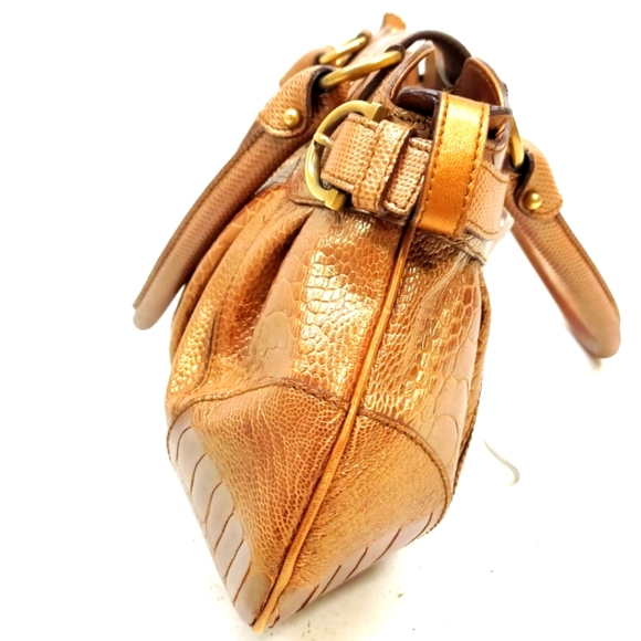 SALVADOR FERRAGAMO OSTRICH HAND BAG BROWN LEATHER - Picture 2 of 16